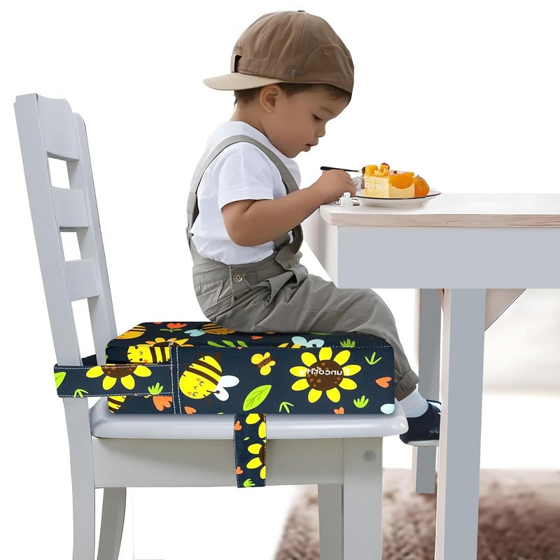 Funcority Toddler Booster Seat for Dining Table, Portable Booster Seat for Kitchen Chair, 4 Inch High-Density Foam Cushion with Adjustable Safety Straps and Non-Slip Bottom, Perfect for Kids Travel and Daily - Image 1